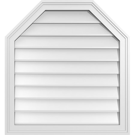 Ekena Millwork Octagonal Top Surface Mount PVC Gable Vent w/ 2"W x 1-1/2"P Brickmould Frame, 26"W x 28"H GVPOT26X2802SN